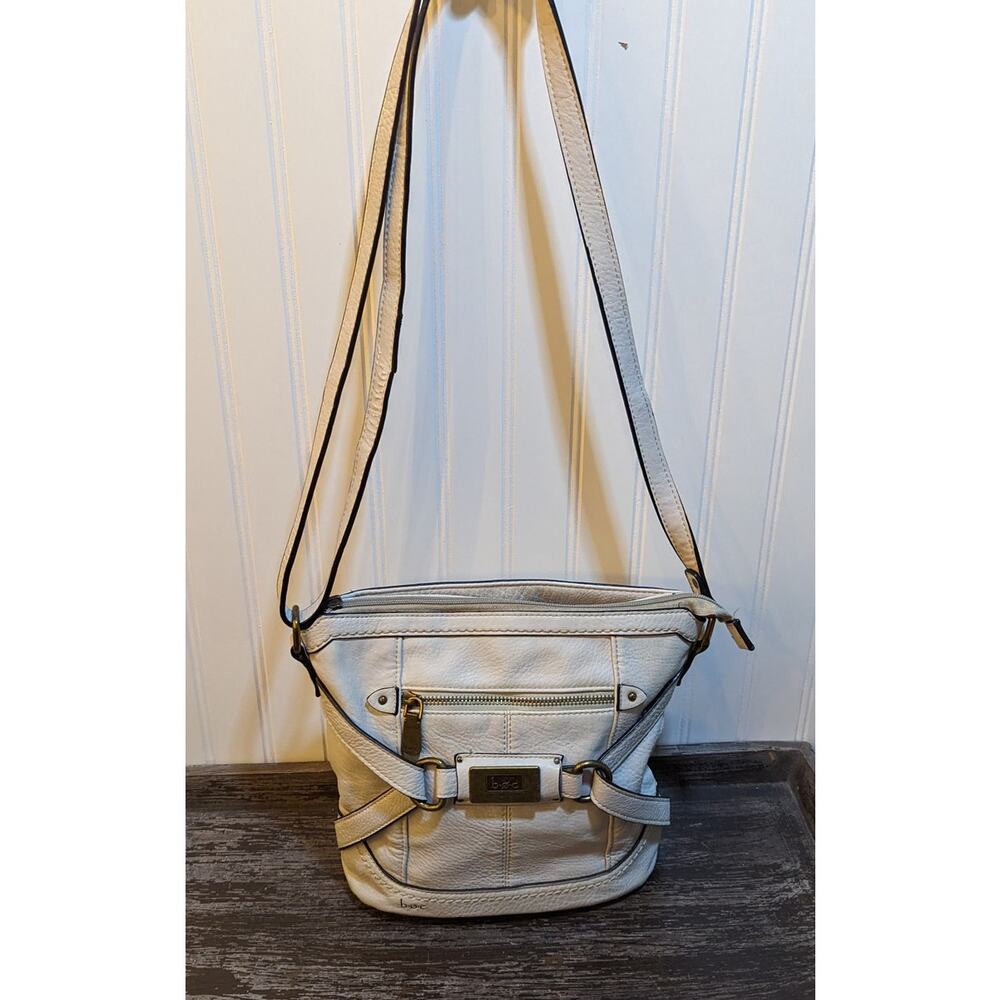 Vintage BOC Cream Faux Leather Adjustable Strap Crossbody Bag